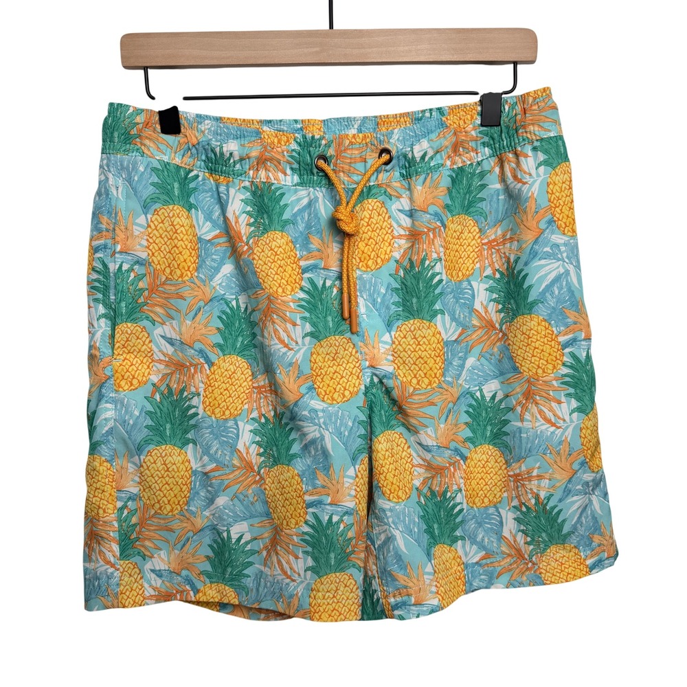 Member's Mark Men Resort Swim Trunk Board Shorts S Blue Pineapple Tropical Beach